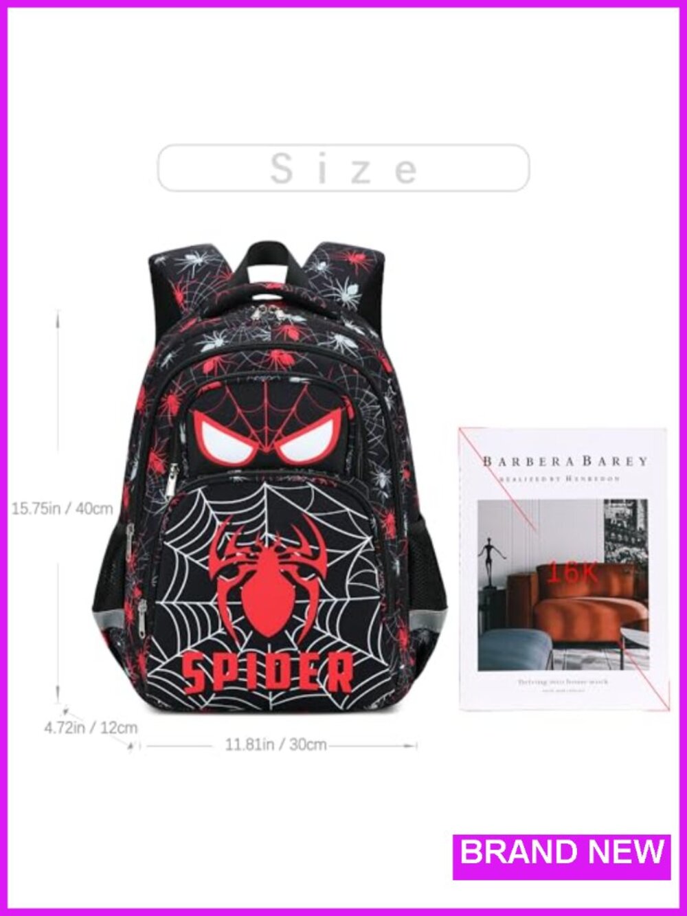 Kids Spider Backpack for Boys Girls School - Picture 2 of 5